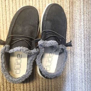 Hey Dude Black and gray Fleece Lined shoes